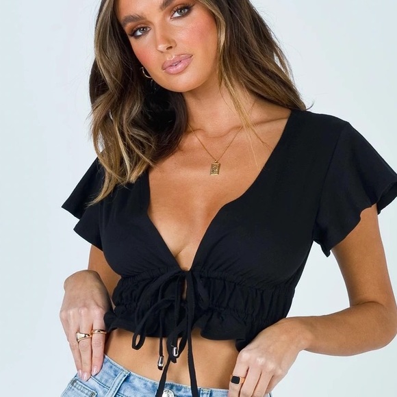PRINCESS POLLY Jamison Reid Crop Top in Black - Picture 3 of 7